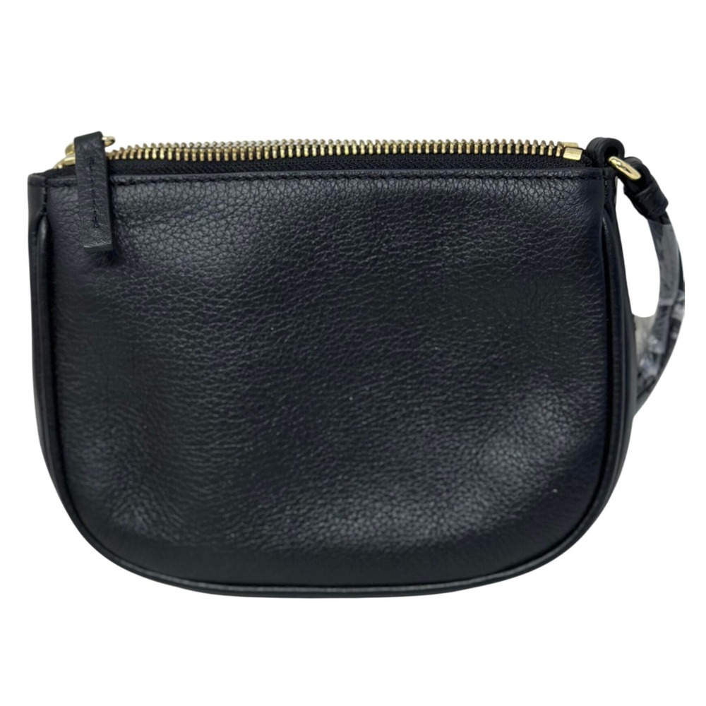 Talbots Black Leather Zip Top Wristlet Mini‎ Pouch Bag Clutch Minimalist Preppy